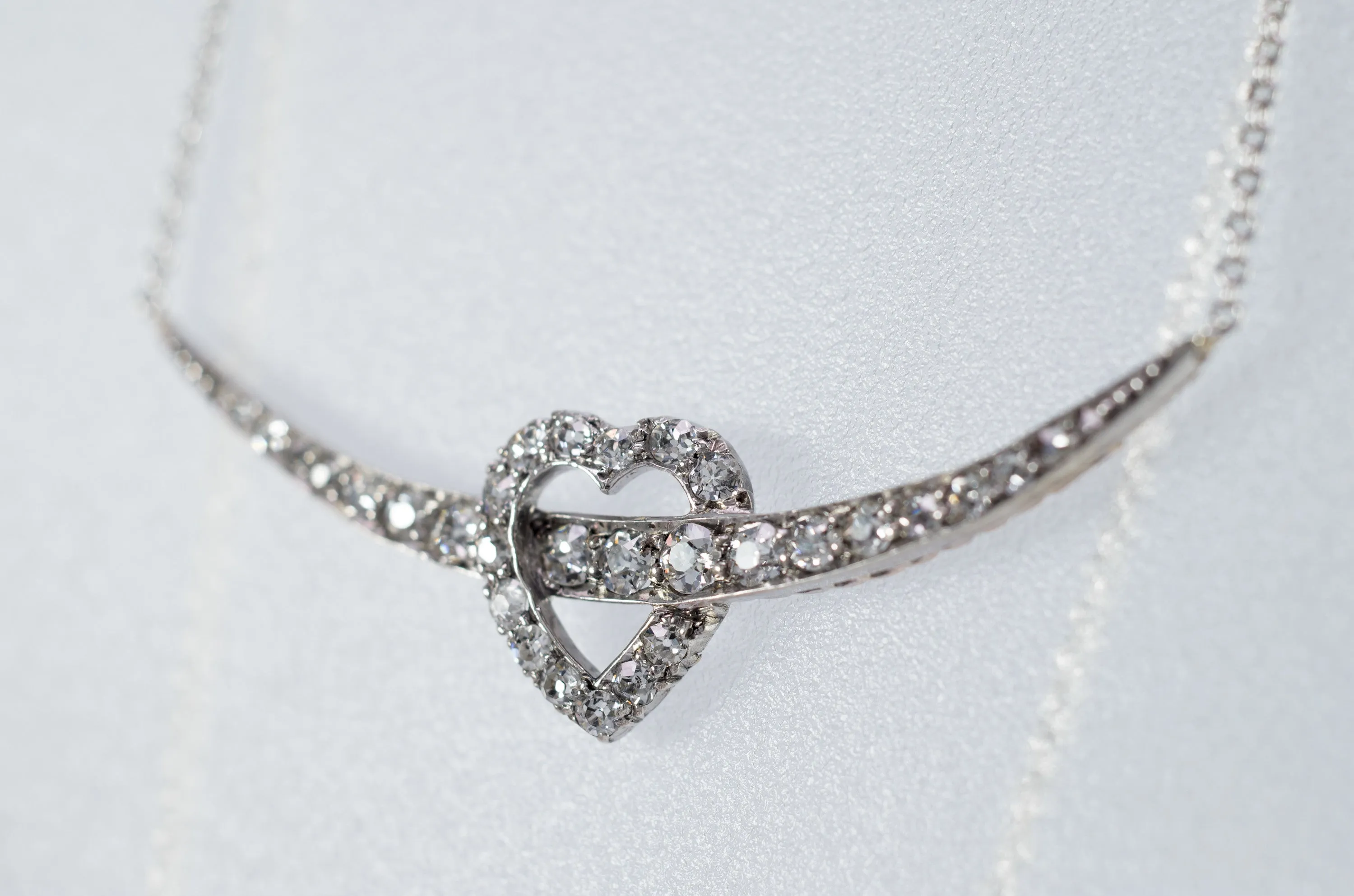 0.70CTW ANTIQUE DIAMOND CRESCENT / HEART NECKLACE CONVERSION