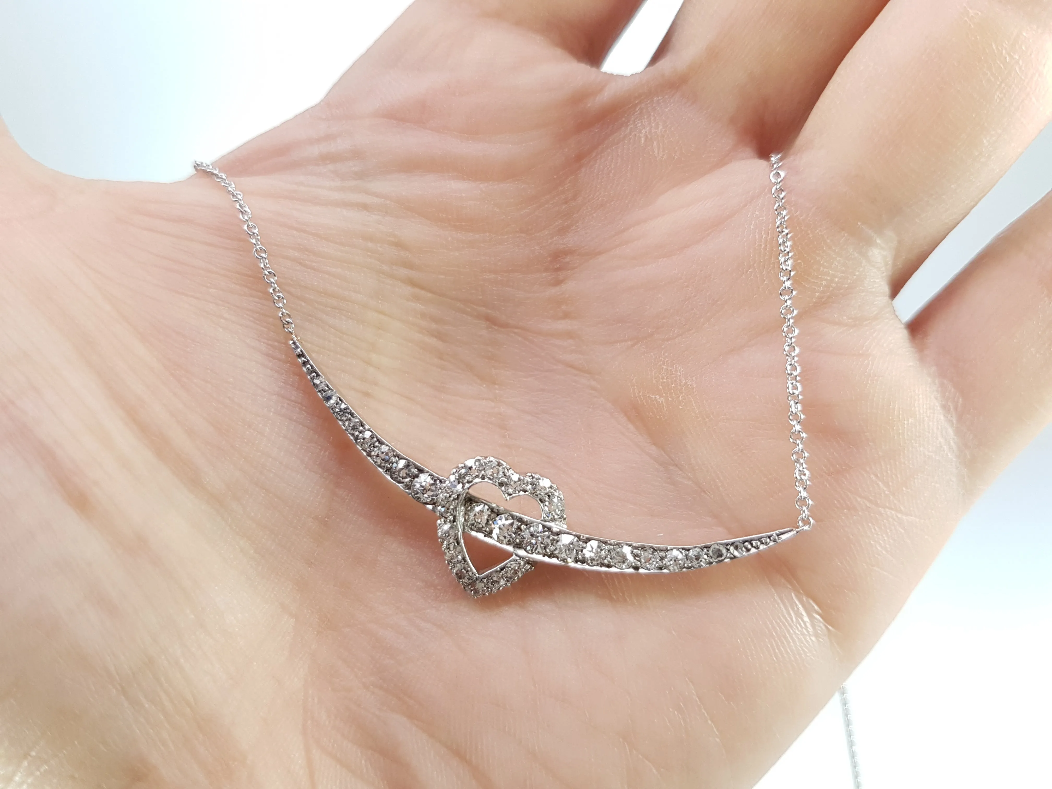 0.70CTW ANTIQUE DIAMOND CRESCENT / HEART NECKLACE CONVERSION