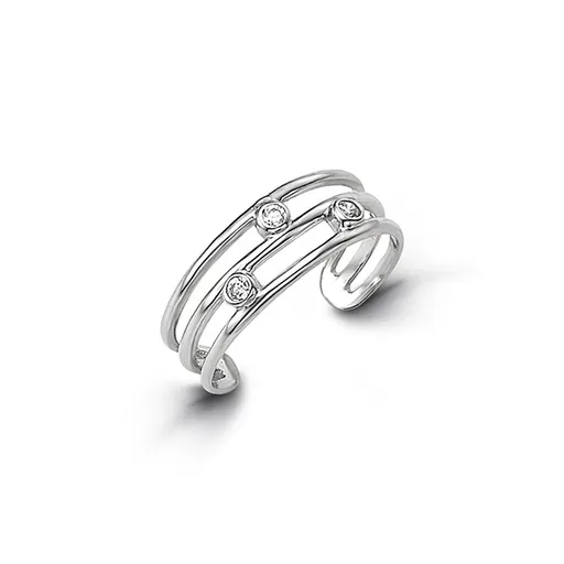 10K White Gold CZ Bezel Set Toe Ring