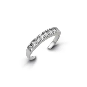 10K White Gold CZ Channel Set Toe Ring