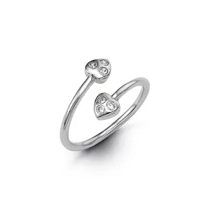 10K White Gold CZ Double Heart Toe Ring