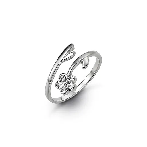 10K White Gold CZ Flower Toe Ring