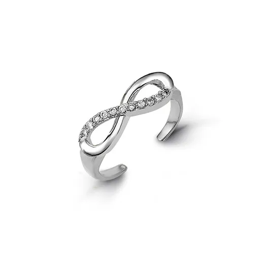 10K White Gold CZ Infinity Toe Ring