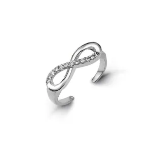 10K White Gold CZ Infinity Toe Ring