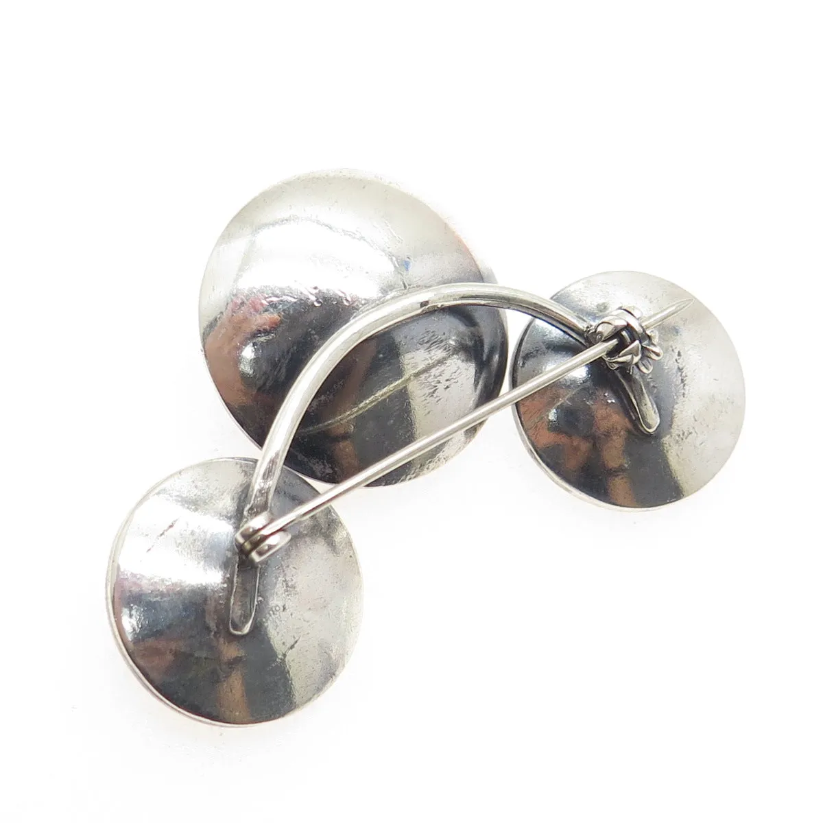 14K Gold & 925 Sterling Silver Vintage Real Pearl Modernist Oxidized Pin Brooch