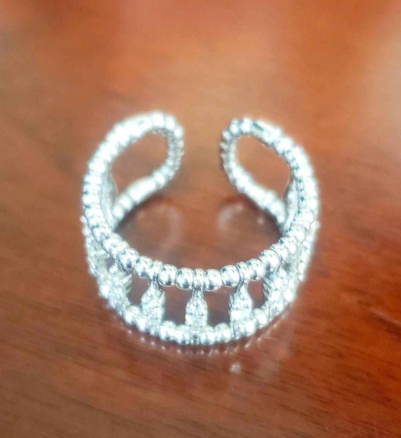 14K White Gold .45ct Diamond Cuff Adjustable Ring