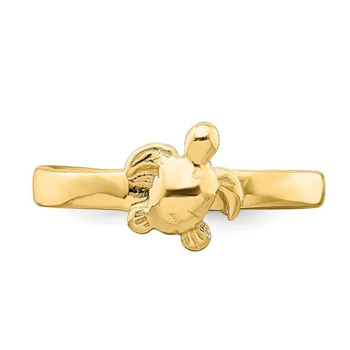 14k Yellow Gold Solid Adjustable Sea Turtle Toe Ring