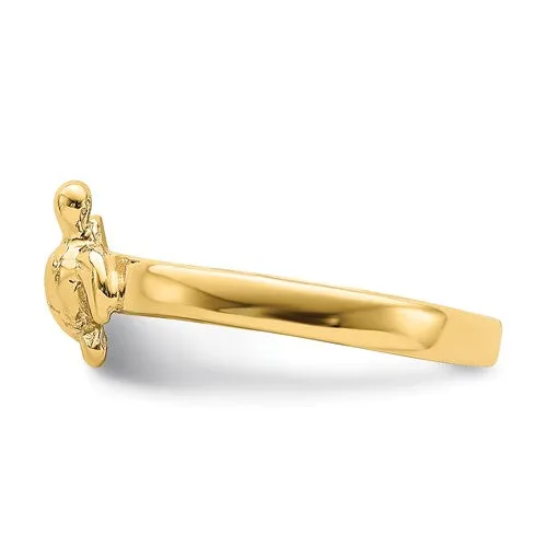 14k Yellow Gold Solid Adjustable Sea Turtle Toe Ring