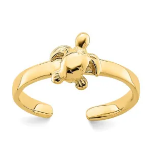 14k Yellow Gold Solid Adjustable Sea Turtle Toe Ring