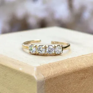 14KT Yellow Gold 4 CZ Stone Toe Ring