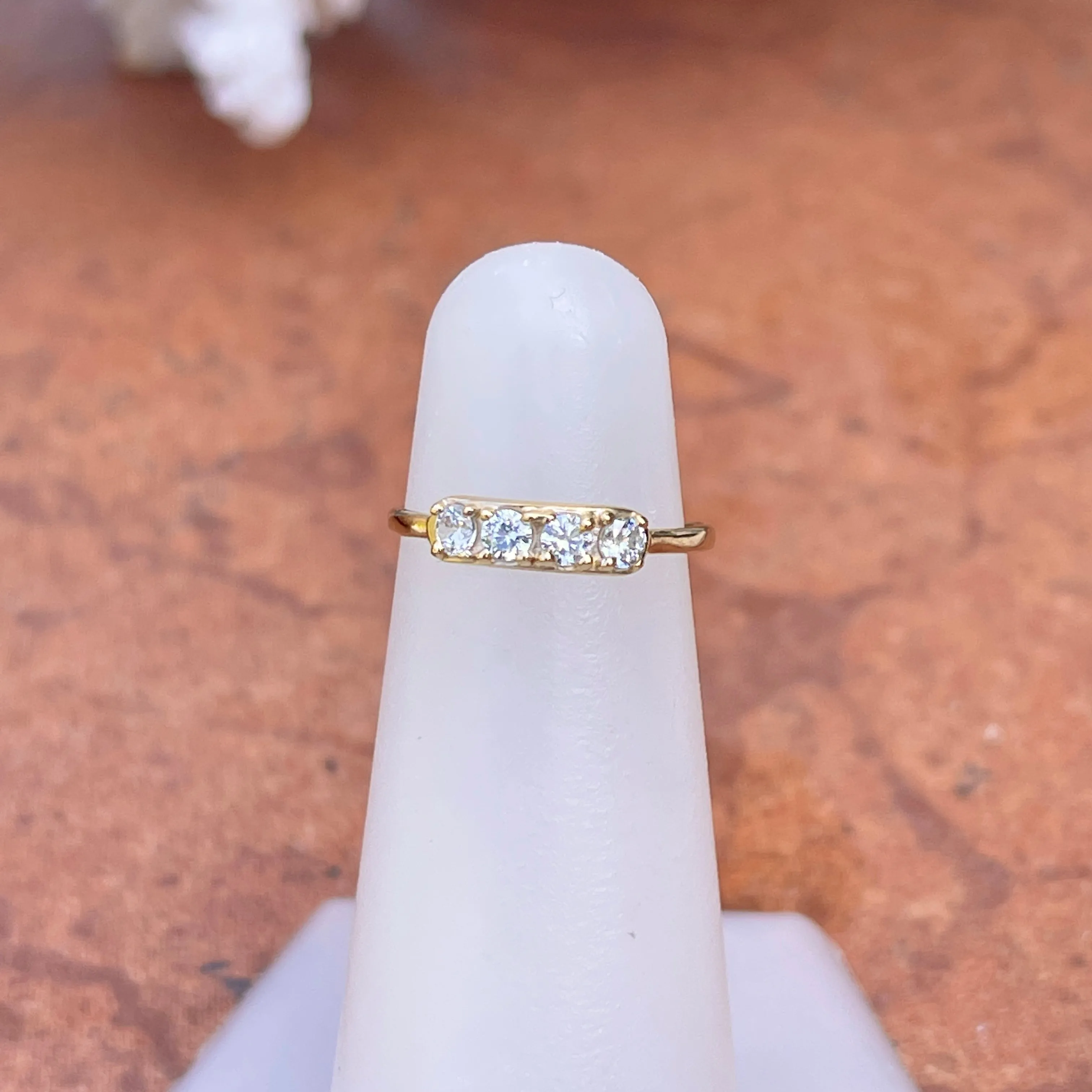 14KT Yellow Gold 4 CZ Stone Toe Ring