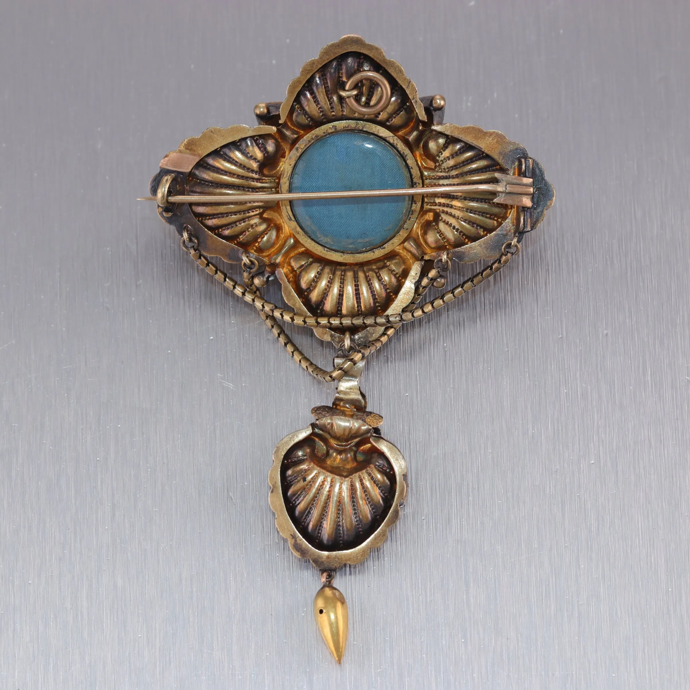1850's Antique Victorian 14k Yellow Gold 6.50ctw Garnet Brooch Pin