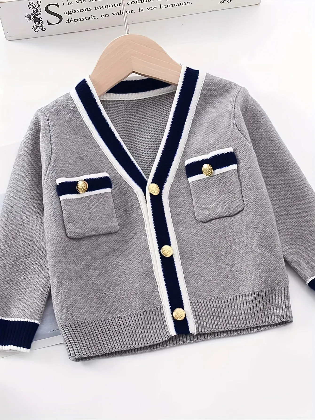 2-Piece Girls Preppy Chic Cable Knit Cardigan and Skirt Set - Soft V-Neck Long Sleeve Top with Button Decor, Elegant Casual Outfit for Spring and Autumn, Hand Wash or Dry Clean, Polyester Fabric, Fitted Style