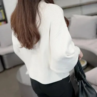 2022 New Winter Women Sweaters Fashion Turtleneck Batwing Sleeve Pullovers Loose Knitted Sweaters Female Jumper Tops