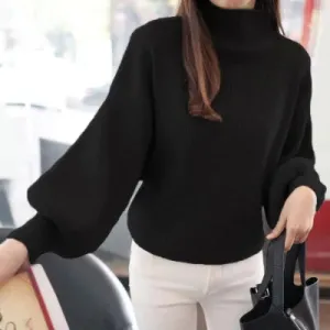 2022 New Winter Women Sweaters Fashion Turtleneck Batwing Sleeve Pullovers Loose Knitted Sweaters Female Jumper Tops