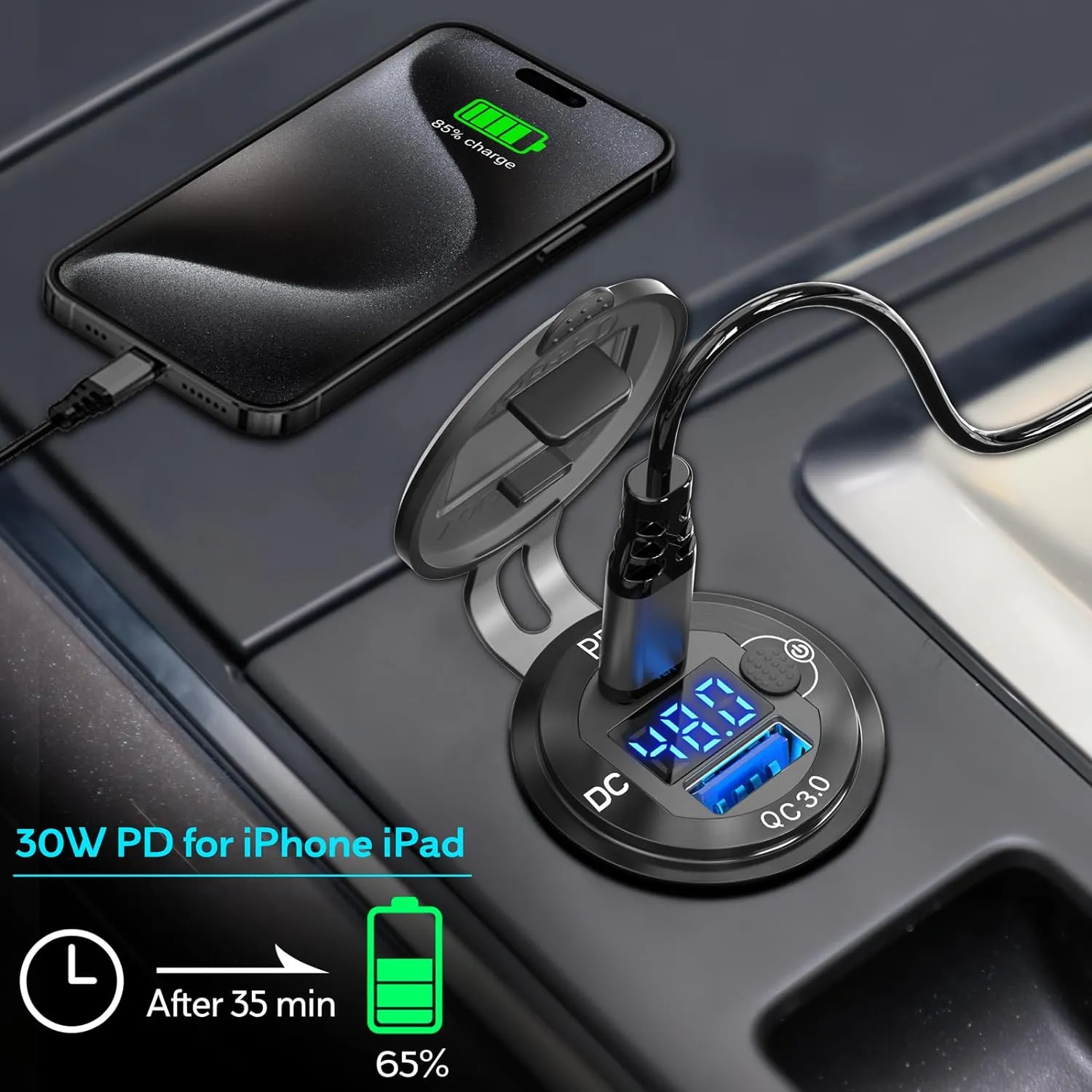 48v DC-Direct Wall Outlet (12v-60v) USB-C PD 3.0 or 3.1 Rapid Charger