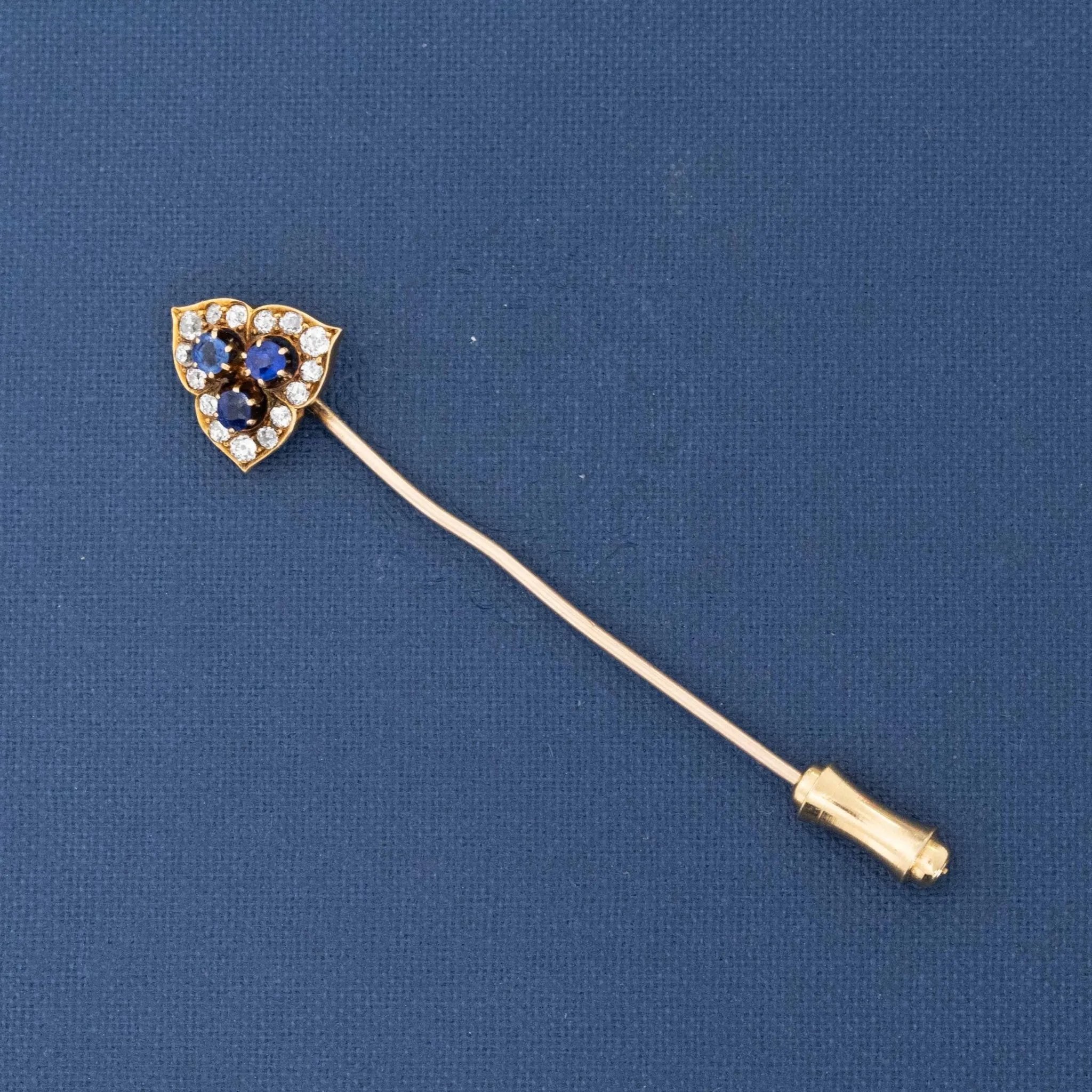 .53ctw Antique Diamond & Sapphire Trefoil Stick Pin by Tiffany & Co.