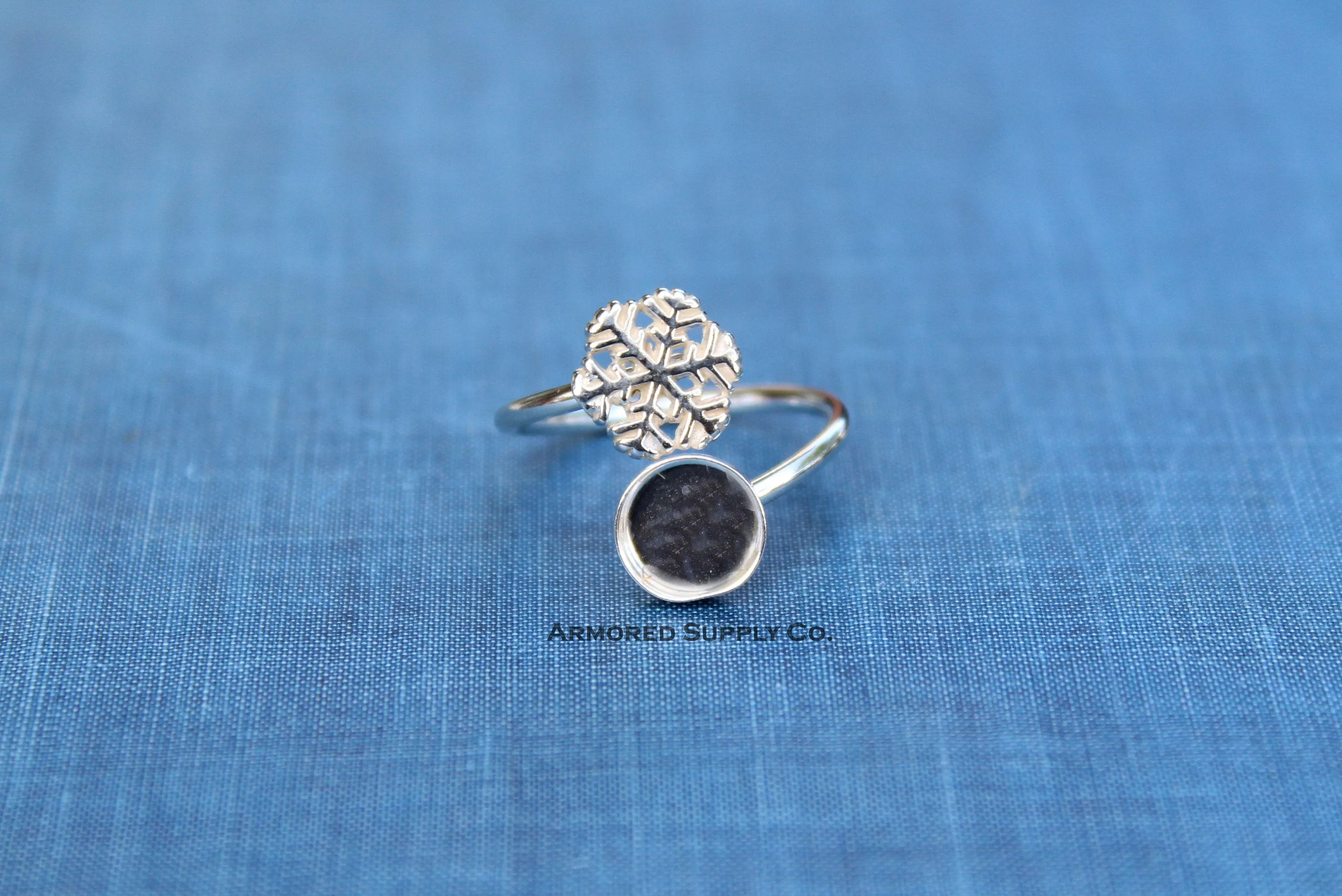 5mm Sterling Silver Snowflake Wrap Bypass Adjustable Bezel Ring blank