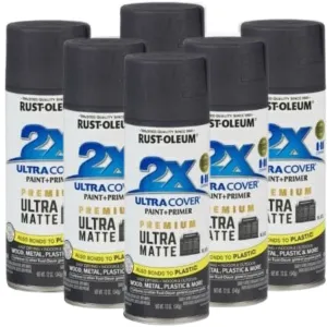 6 Cans | RUST-OLEUM 2X ULTRA COVER PAINT & PRIMER IN ONE | 357856 MATT BLACK
