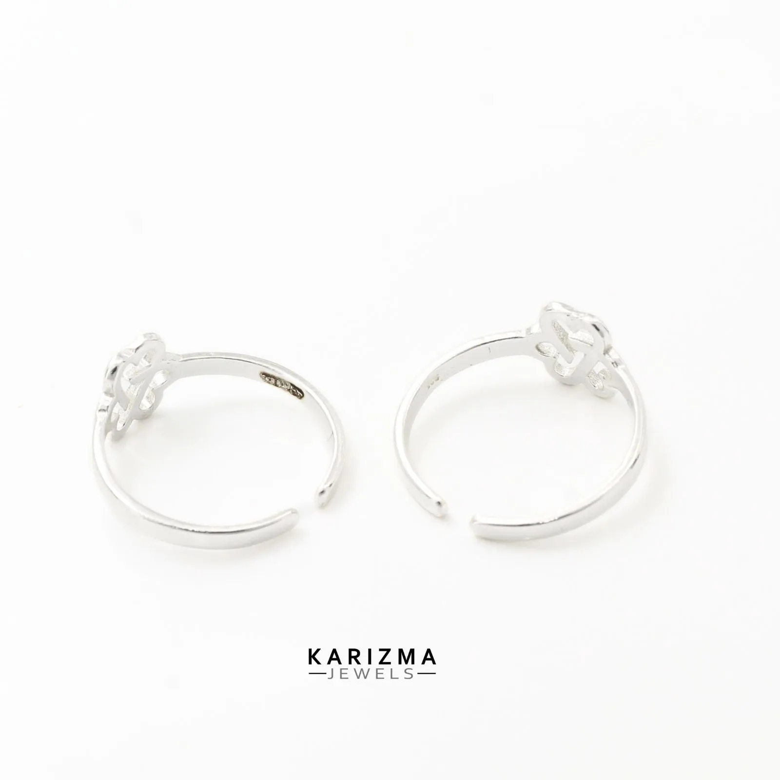925 Real Sterling Silver party wear Heart Toe Ring For Indian women - Pair