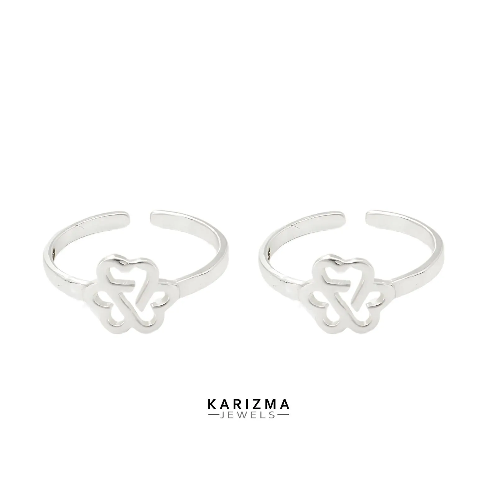925 Real Sterling Silver party wear Heart Toe Ring For Indian women - Pair