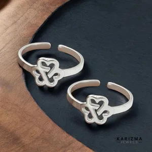 925 Real Sterling Silver party wear Heart Toe Ring For Indian women - Pair
