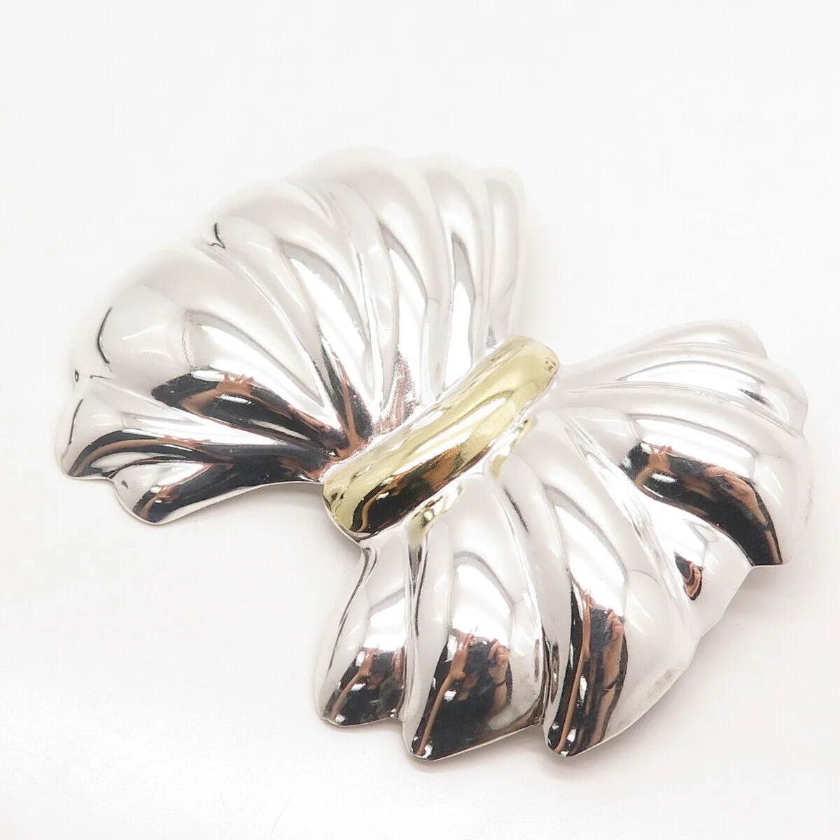 925 Sterling Silver 2-Tone Vintage Mexico Bow Pin Brooch