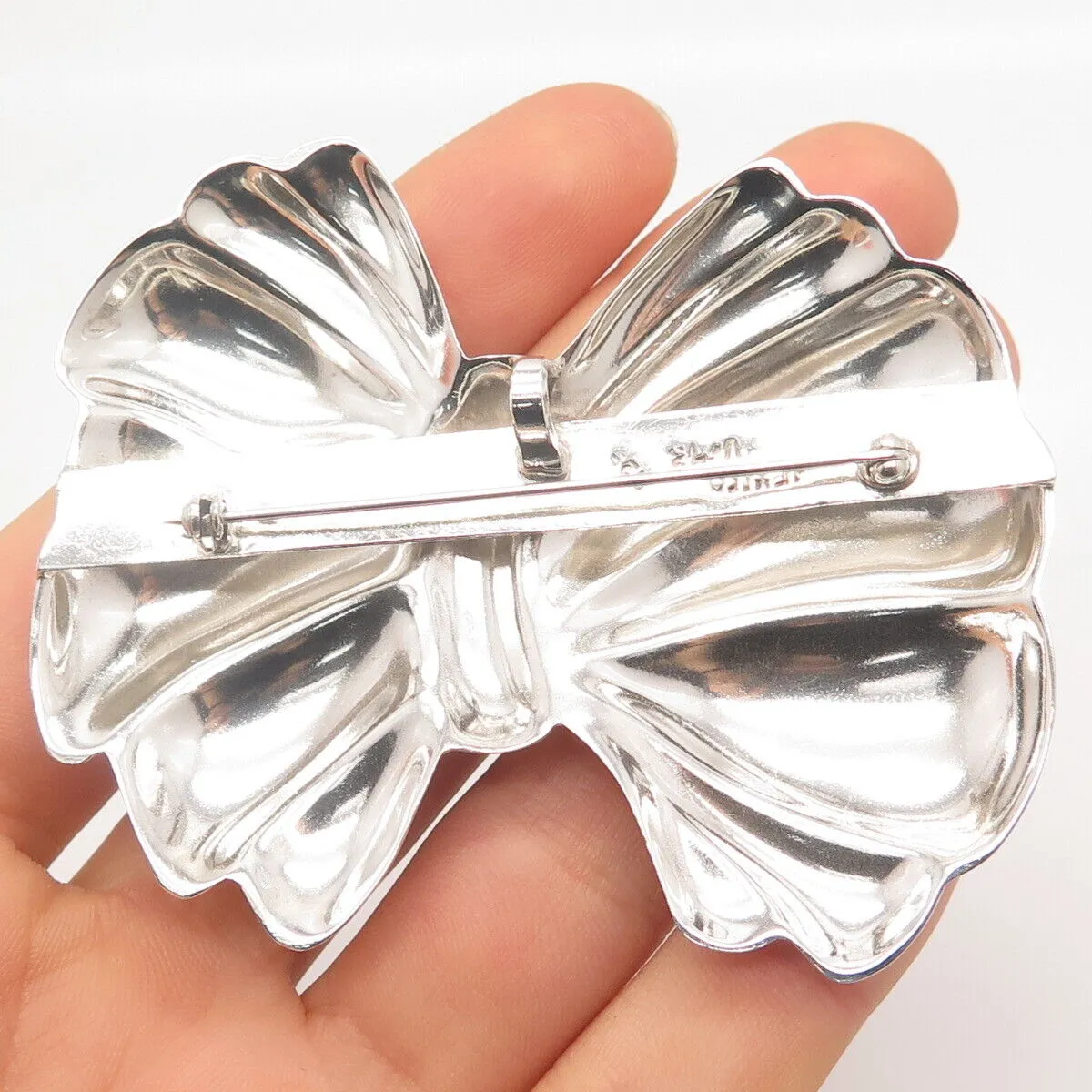 925 Sterling Silver 2-Tone Vintage Mexico Bow Pin Brooch