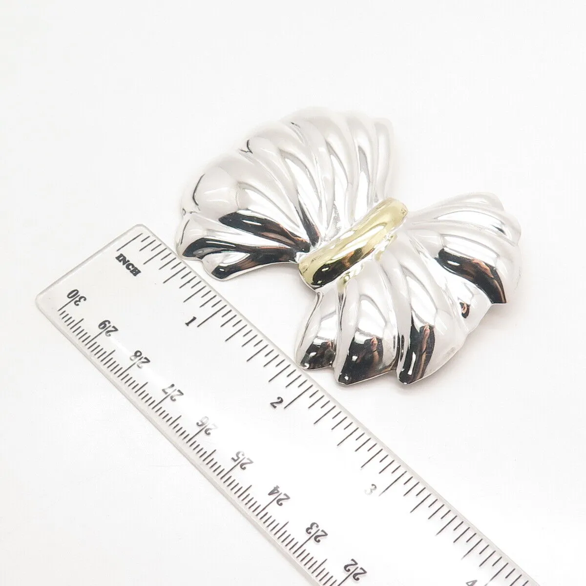 925 Sterling Silver 2-Tone Vintage Mexico Bow Pin Brooch