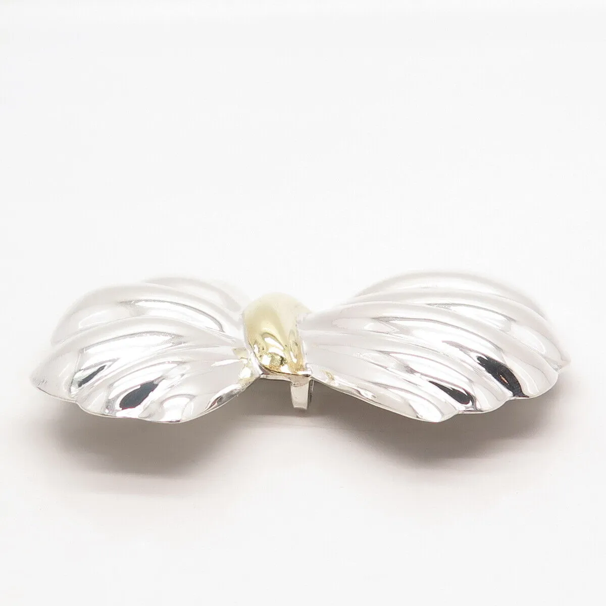 925 Sterling Silver 2-Tone Vintage Mexico Bow Pin Brooch