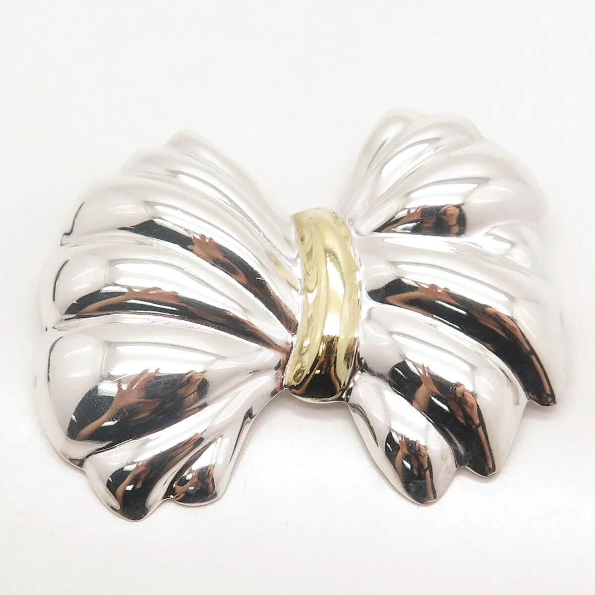 925 Sterling Silver 2-Tone Vintage Mexico Bow Pin Brooch