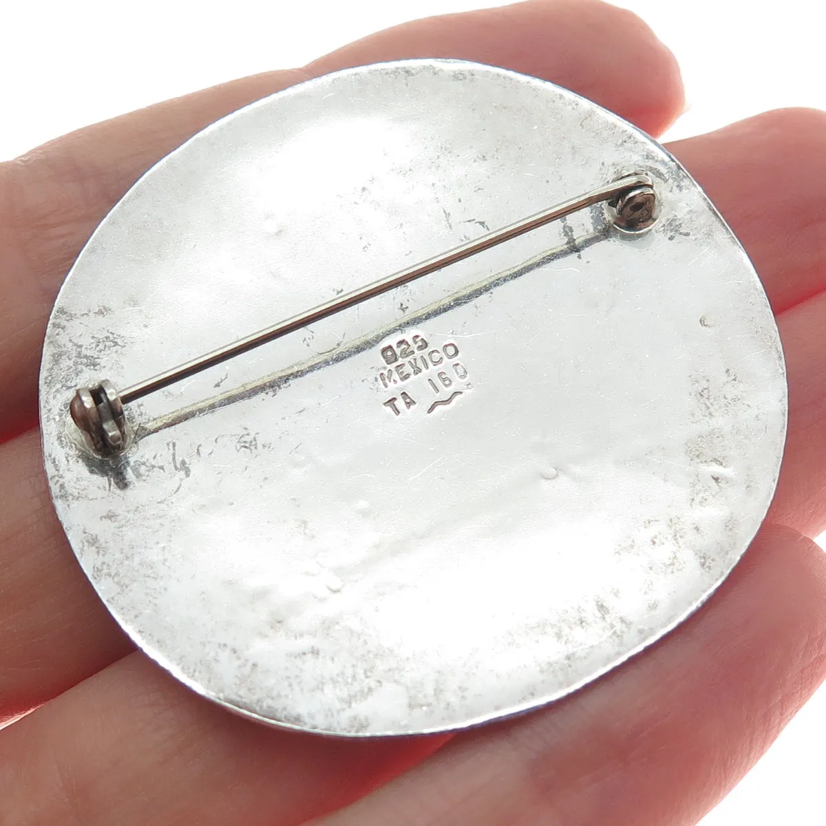 925 Sterling Silver 2-Tone Vintage Mexico Kids Holding Hands Globe Pin Brooch