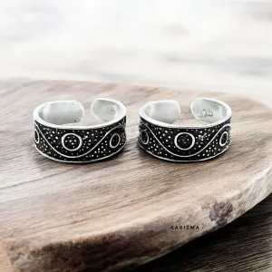 925 Sterling Silver Indian best gift for women Oxidized foot toe rings band - Pair