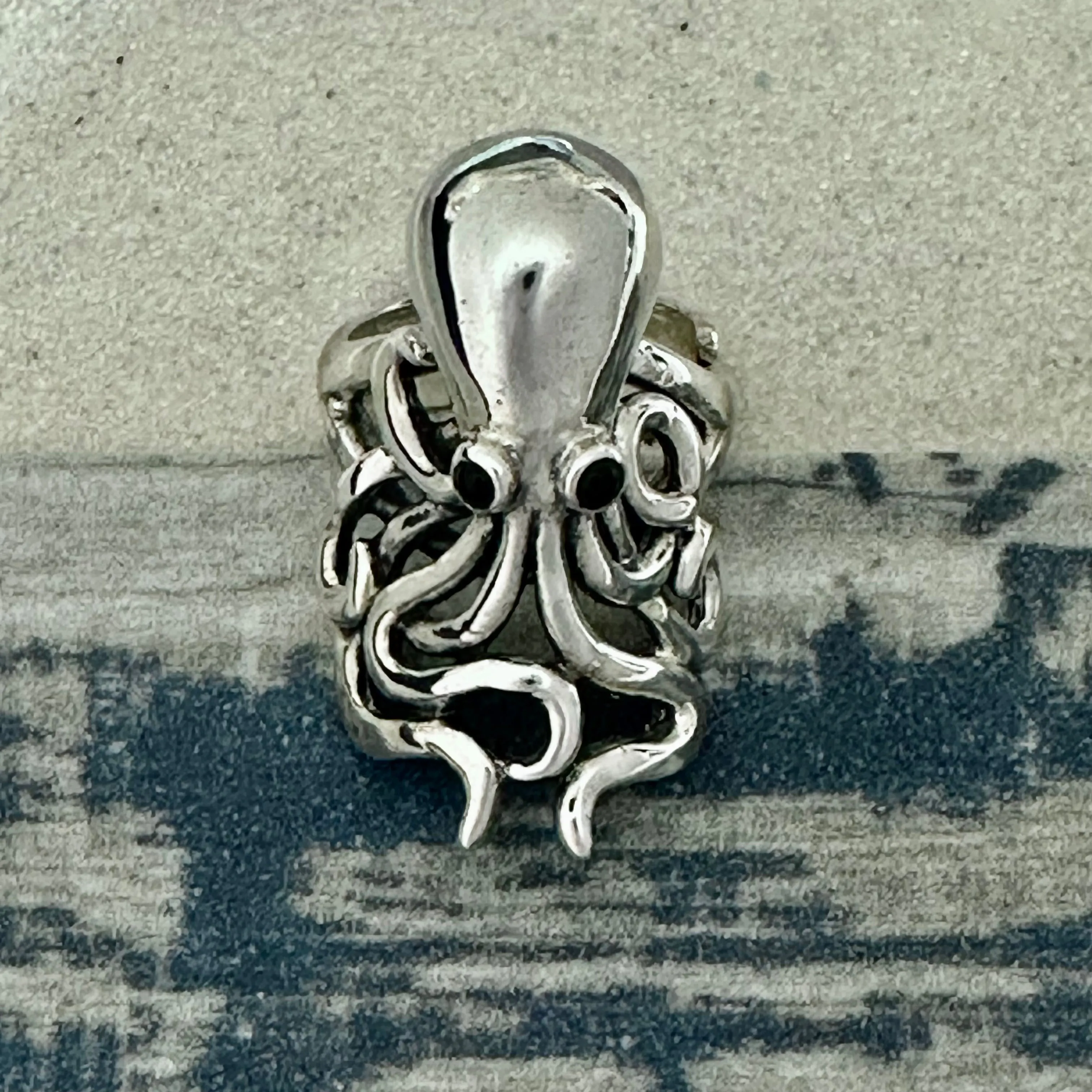 925 Sterling Silver Octopus Ring Adjustable Size 6 