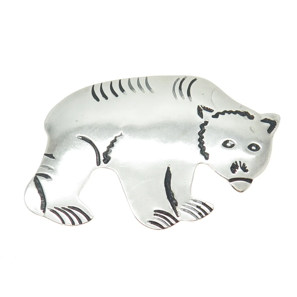 925 Sterling Silver Vintage Bear Modernist Pin Brooch