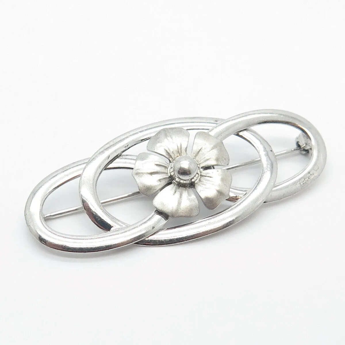 925 Sterling Silver Vintage Floral Pin Brooch