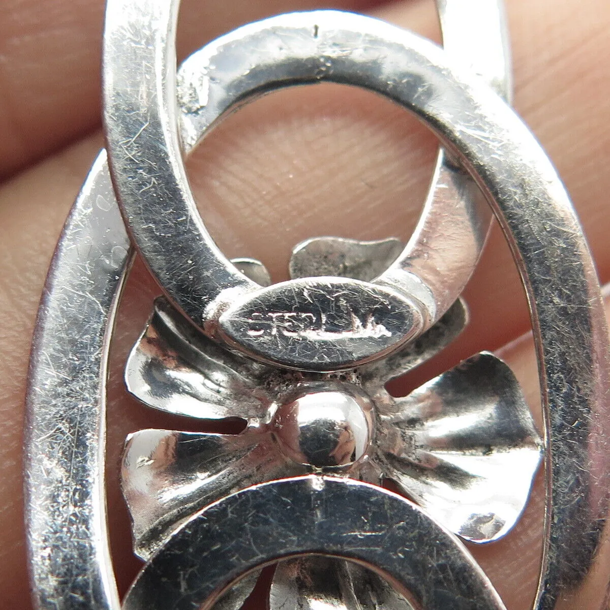 925 Sterling Silver Vintage Floral Pin Brooch