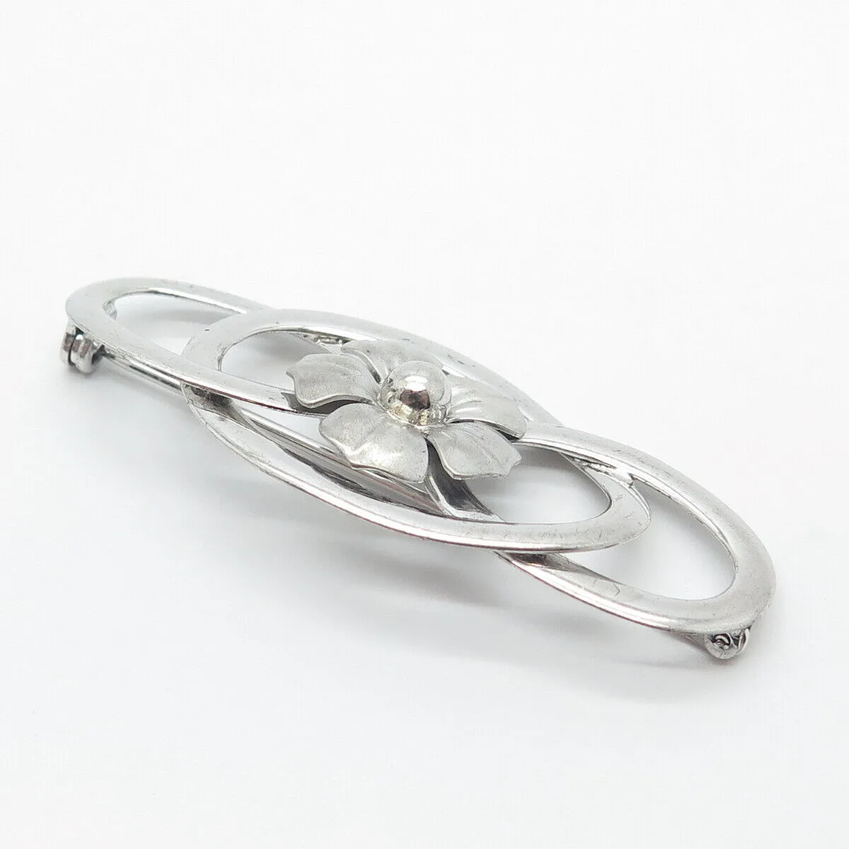 925 Sterling Silver Vintage Floral Pin Brooch