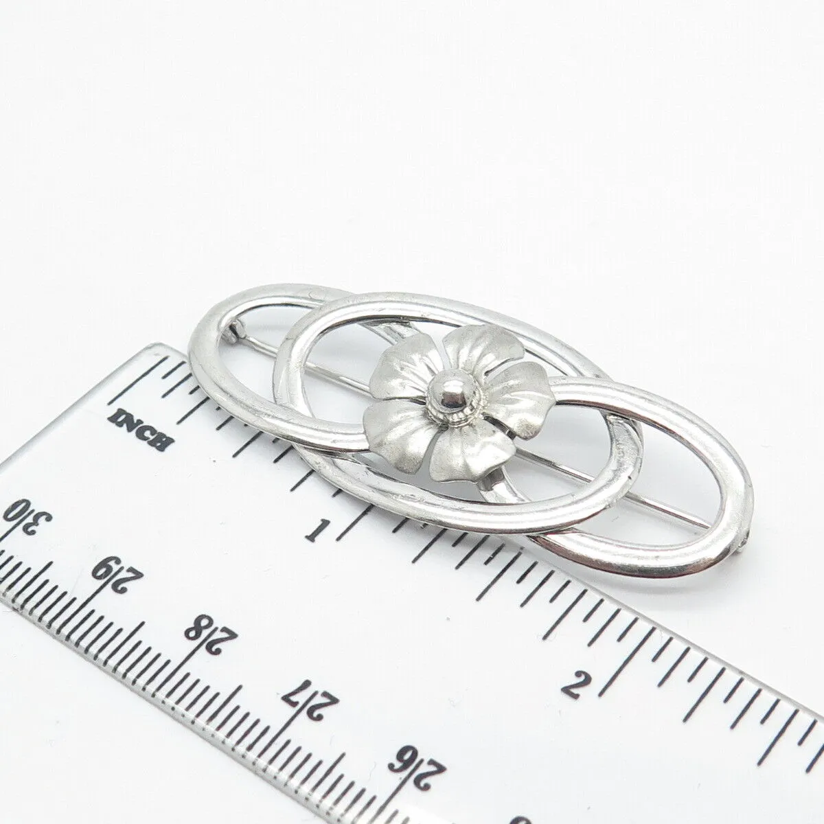 925 Sterling Silver Vintage Floral Pin Brooch