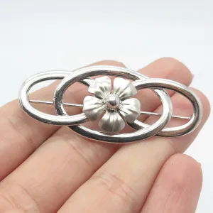 925 Sterling Silver Vintage Floral Pin Brooch