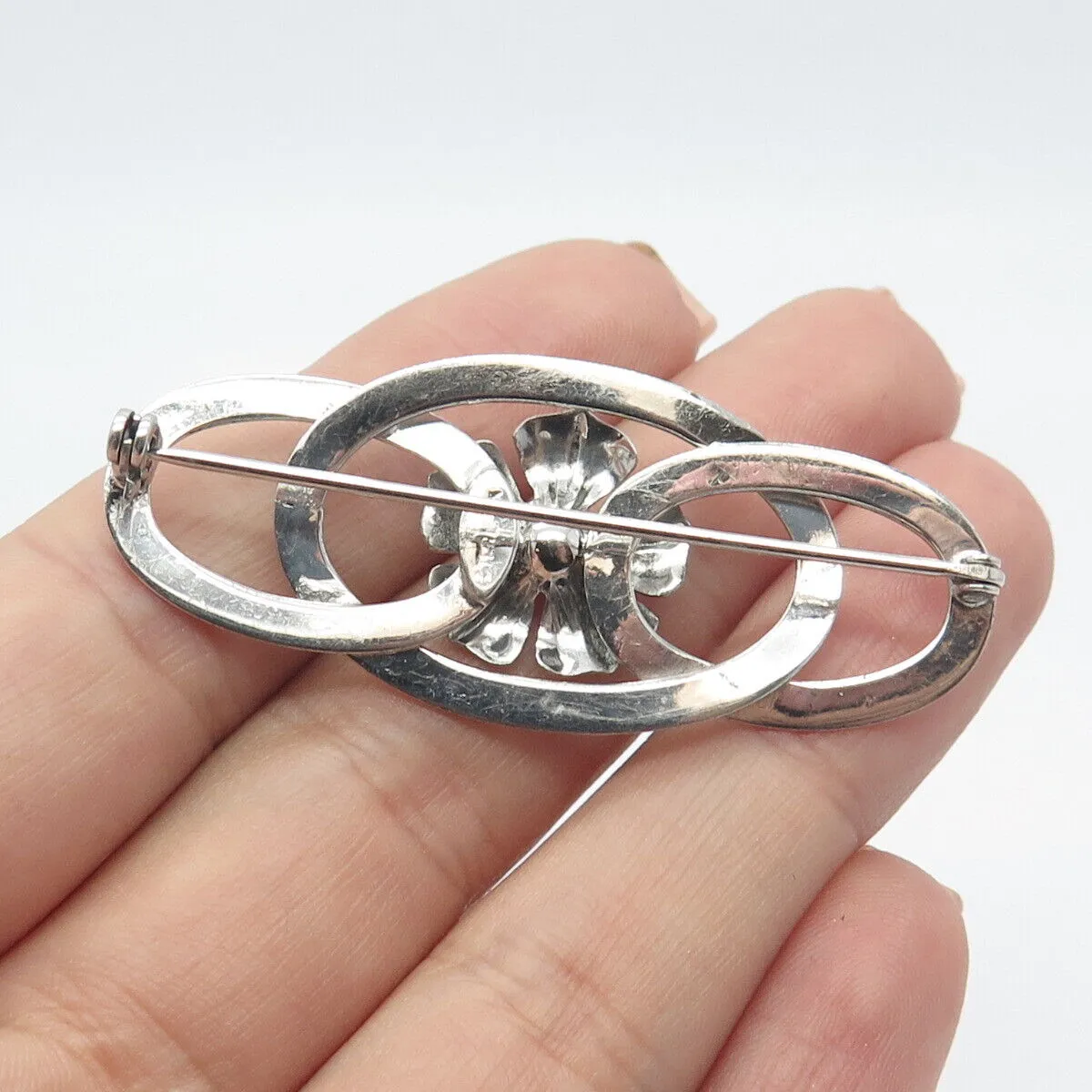 925 Sterling Silver Vintage Floral Pin Brooch