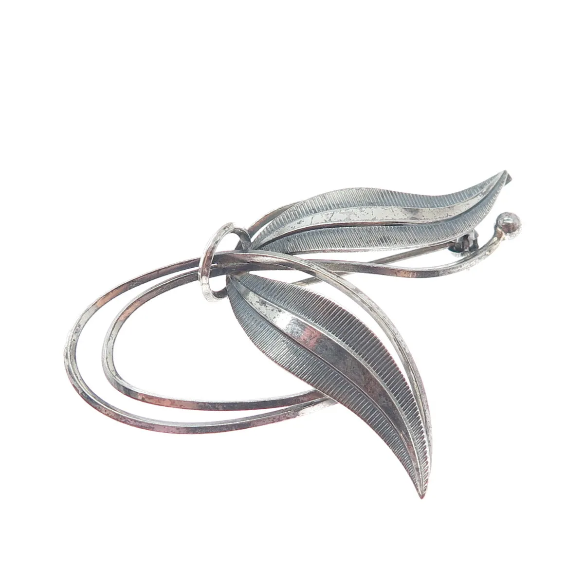 925 Sterling Silver Vintage Germany Modernist Flower Oxidized Pin Brooch
