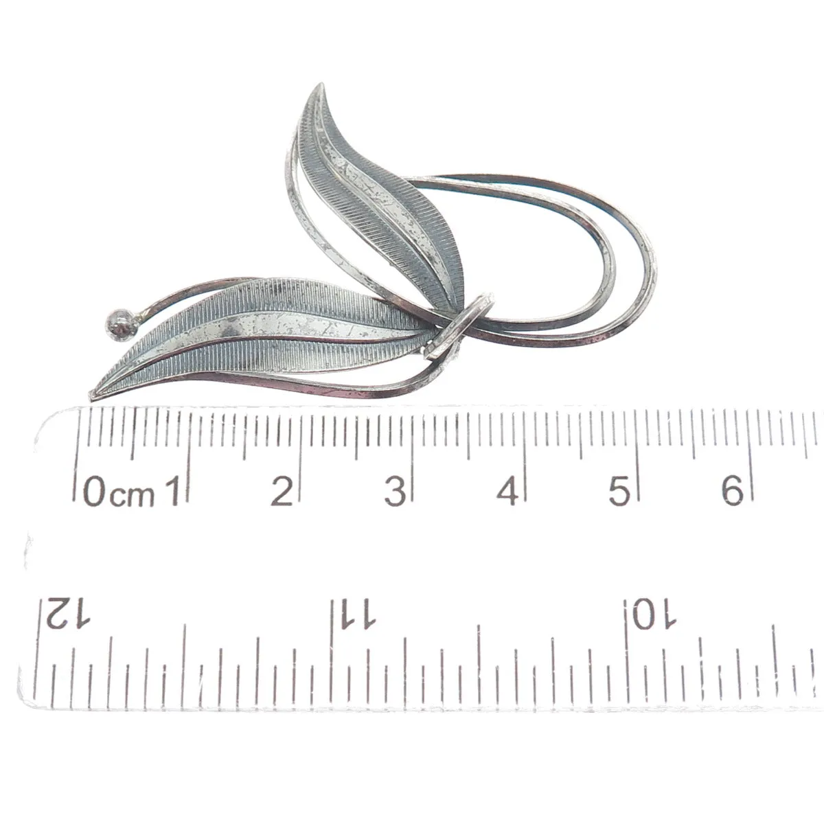 925 Sterling Silver Vintage Germany Modernist Flower Oxidized Pin Brooch