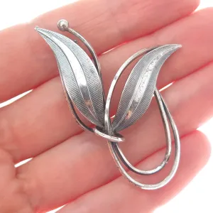 925 Sterling Silver Vintage Germany Modernist Flower Oxidized Pin Brooch