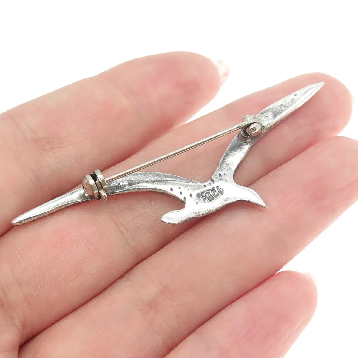 925 Sterling Silver Vintage Gull Bird Pin Brooch