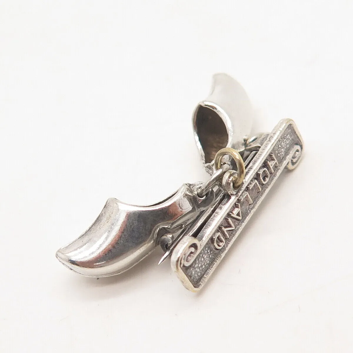925 Sterling Silver Vintage Holland Boot Shoes Charms  Pin Brooch