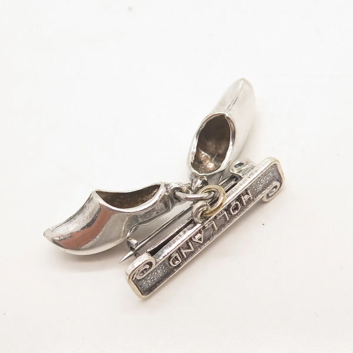 925 Sterling Silver Vintage Holland Boot Shoes Charms  Pin Brooch