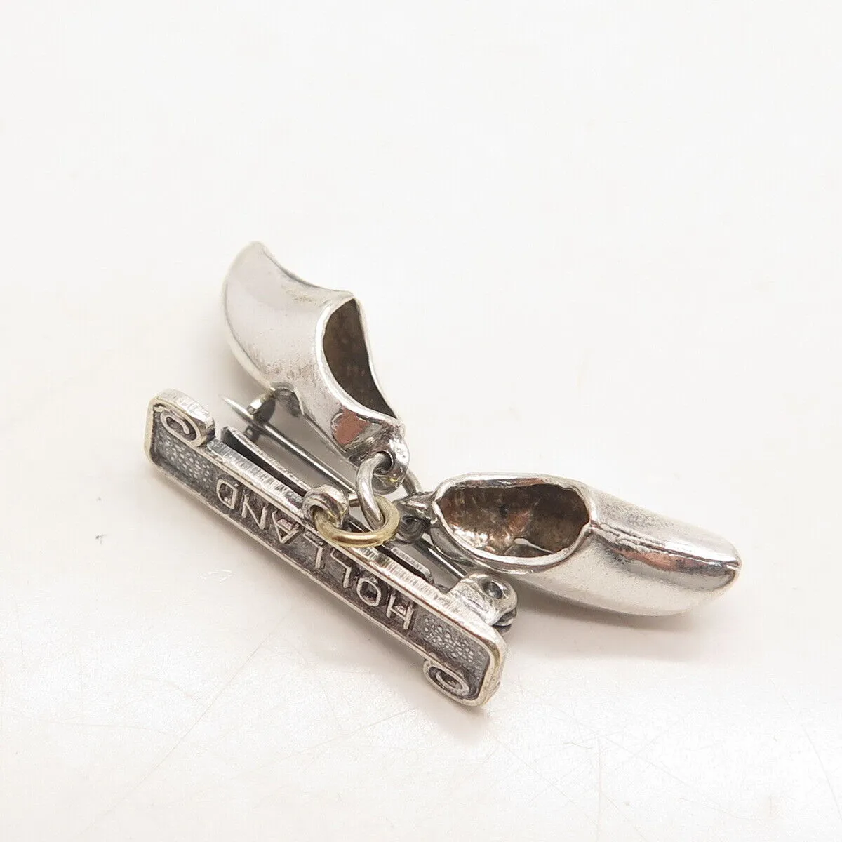 925 Sterling Silver Vintage Holland Boot Shoes Charms  Pin Brooch