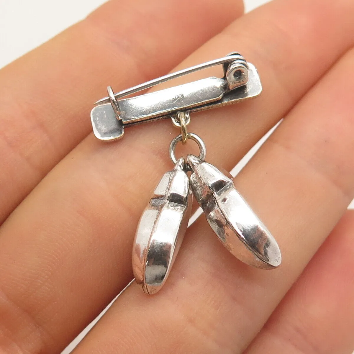 925 Sterling Silver Vintage Holland Boot Shoes Charms  Pin Brooch