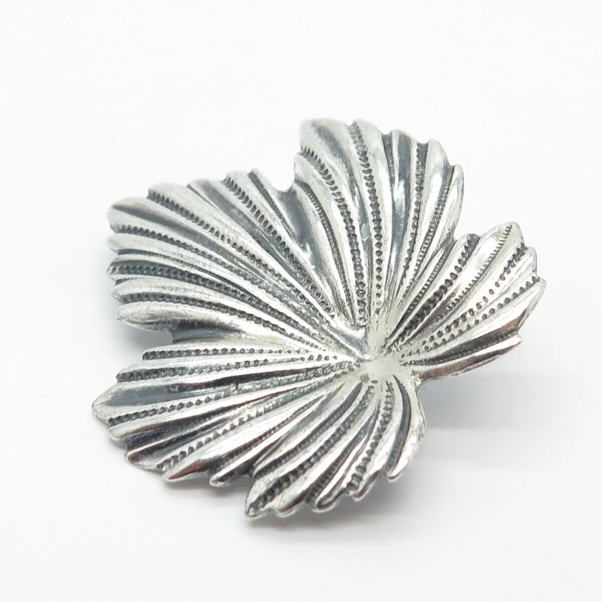 925 Sterling Silver Vintage Jewelart Leaf Textured Pin Brooch